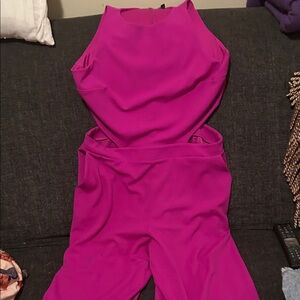 Express Fuchsia Jumpsuit. With cutouts length: Short